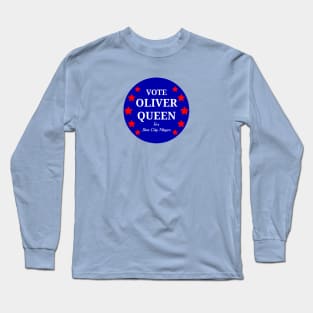 Vote Oliver Queen For Star City Mayor - Patriotic Button Design Long Sleeve T-Shirt